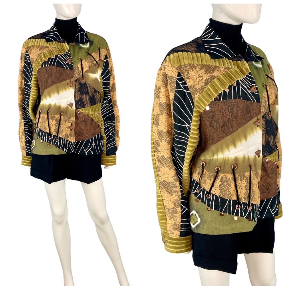 Y2K vintage multimedia panel reversible jacket